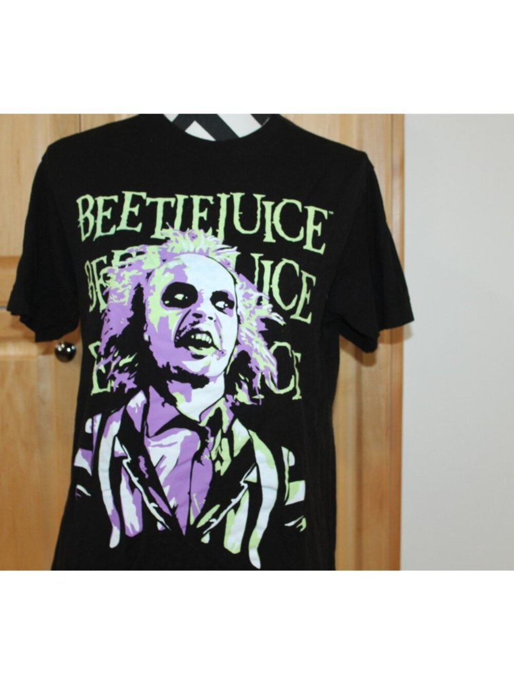 Vintage Beetlejuice Graphic Print T-Shirt Short Sleeve Screen Print SZ Medium